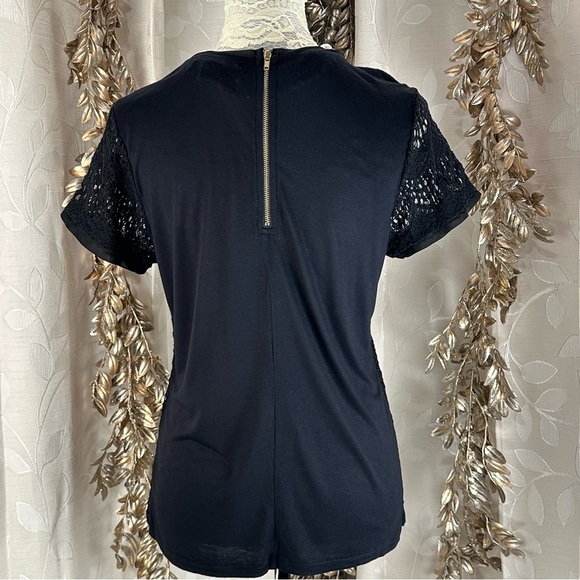 Verve Ami Black Crochet Knit Blouse | L | Scallop Boho Parisian Cottagecore - Picture 4 of 8